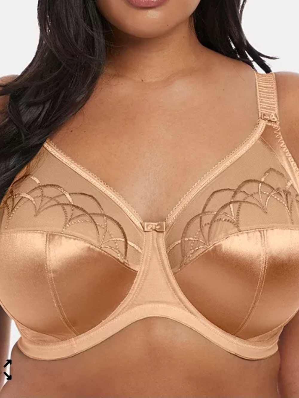 Elomi Cate Full Coverage Support Bra with Sheer Embroidered Upper Cups Size 46I